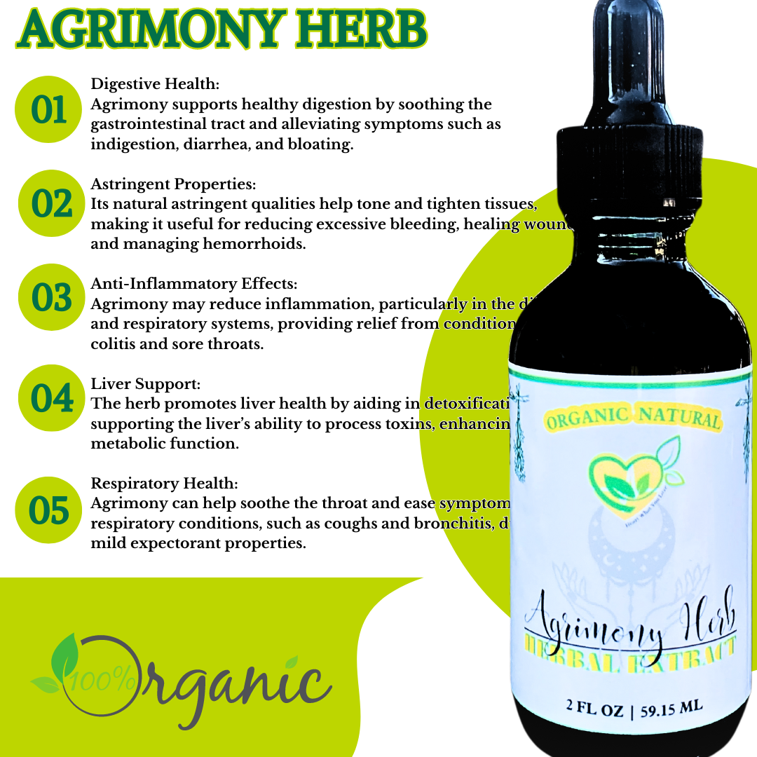 Agrimony Herb Extract Non-Alcohol Organic Liquid Herbal Drops Digestive Aid 2oz