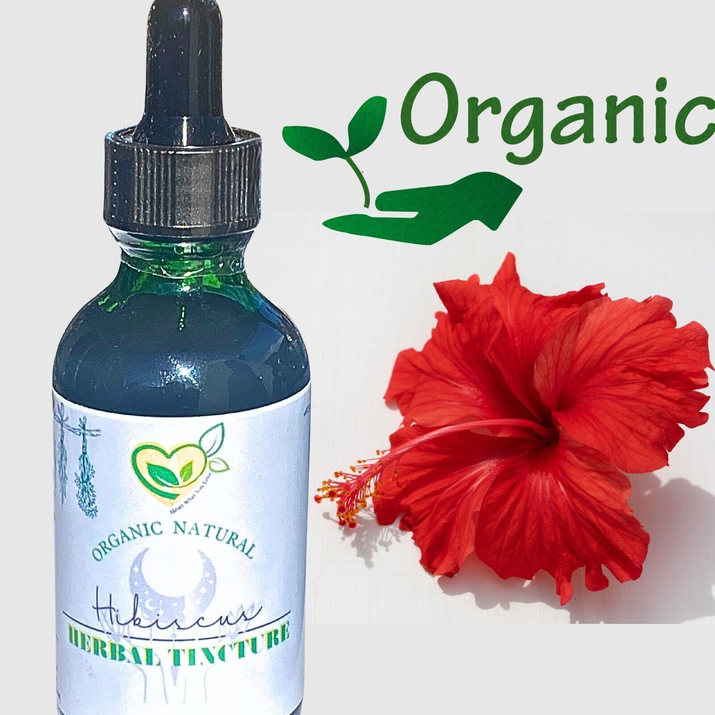 Hibiscus Sabdariffa Organic Tincture Liquid Herbal Drops Natural Flower 2 oz