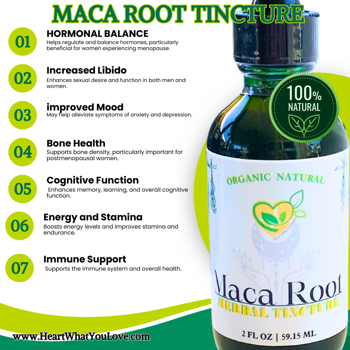 Maca Root Tincture Pure Liquid Herbal Drops Natural Energy Stamina Balance 2 oz