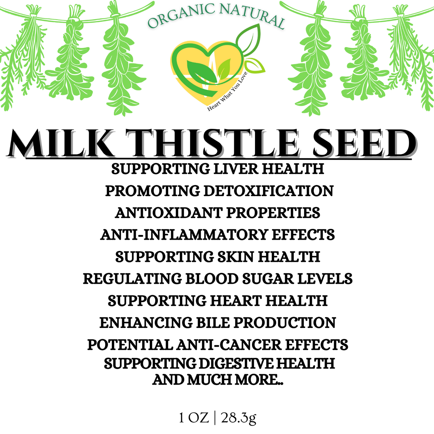 Milk Thistle Seed Cut & Sifted Organic Herb Natural Herbal 28.3g 1 OZ