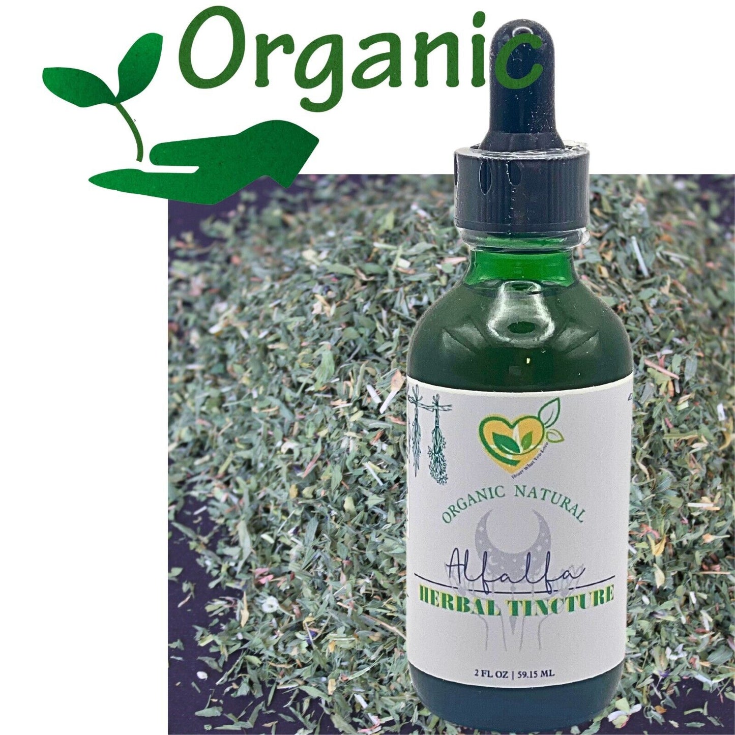 Alfalfa Tincture Organic Liquid Herbal Drops Natural Plant-base 2oz Green Power