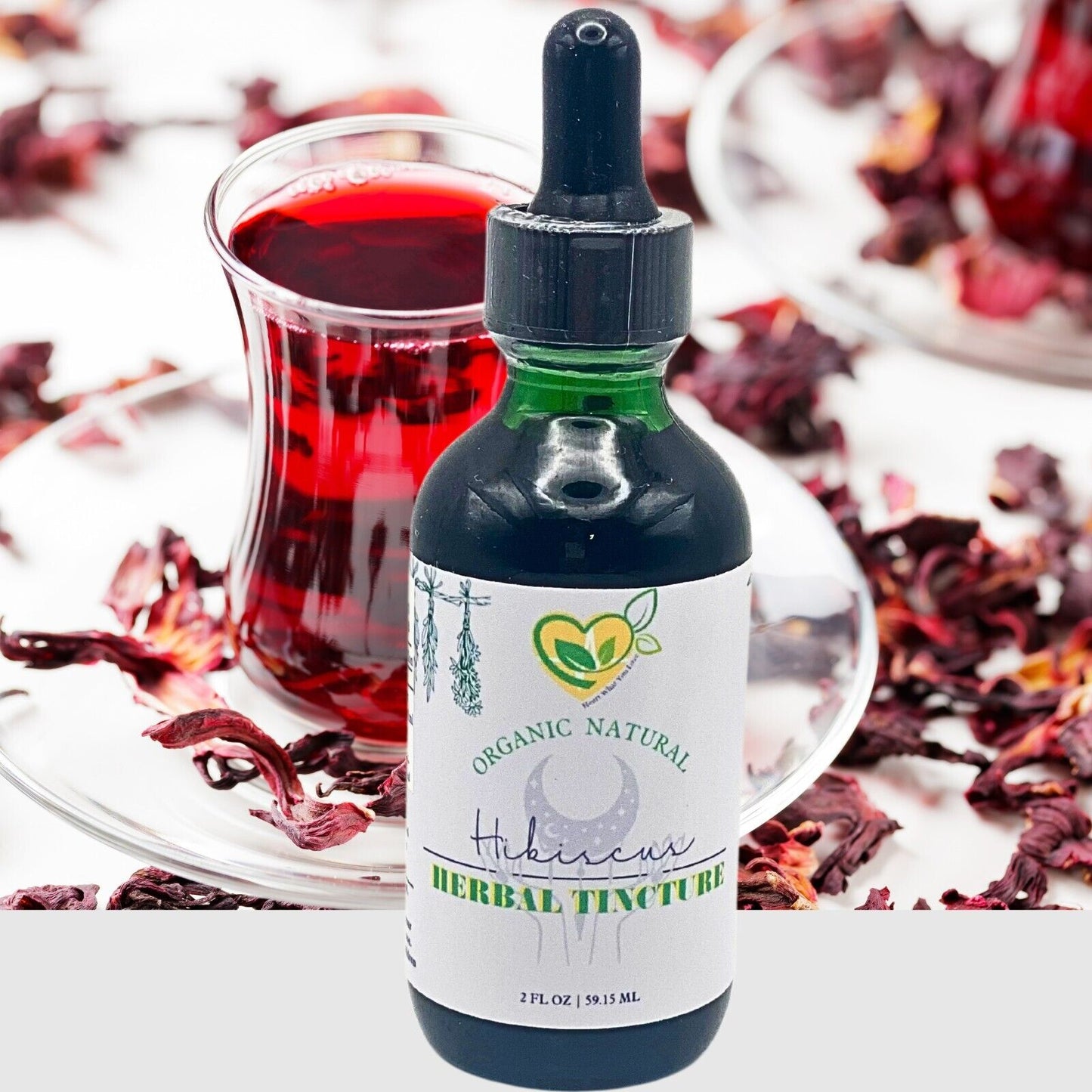 Hibiscus Sabdariffa Organic Tincture Liquid Herbal Drops Natural Flower 2 oz