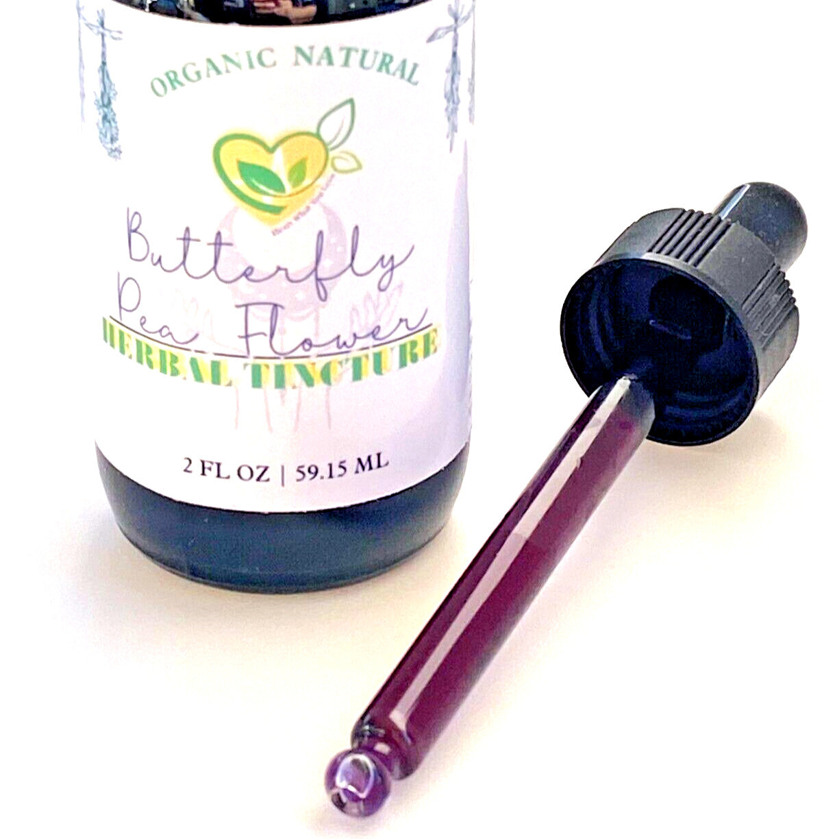 Butterfly Pea Flower Tincture Organic Liquid Herbal Drops 2 oz Anxiolytic Tonic