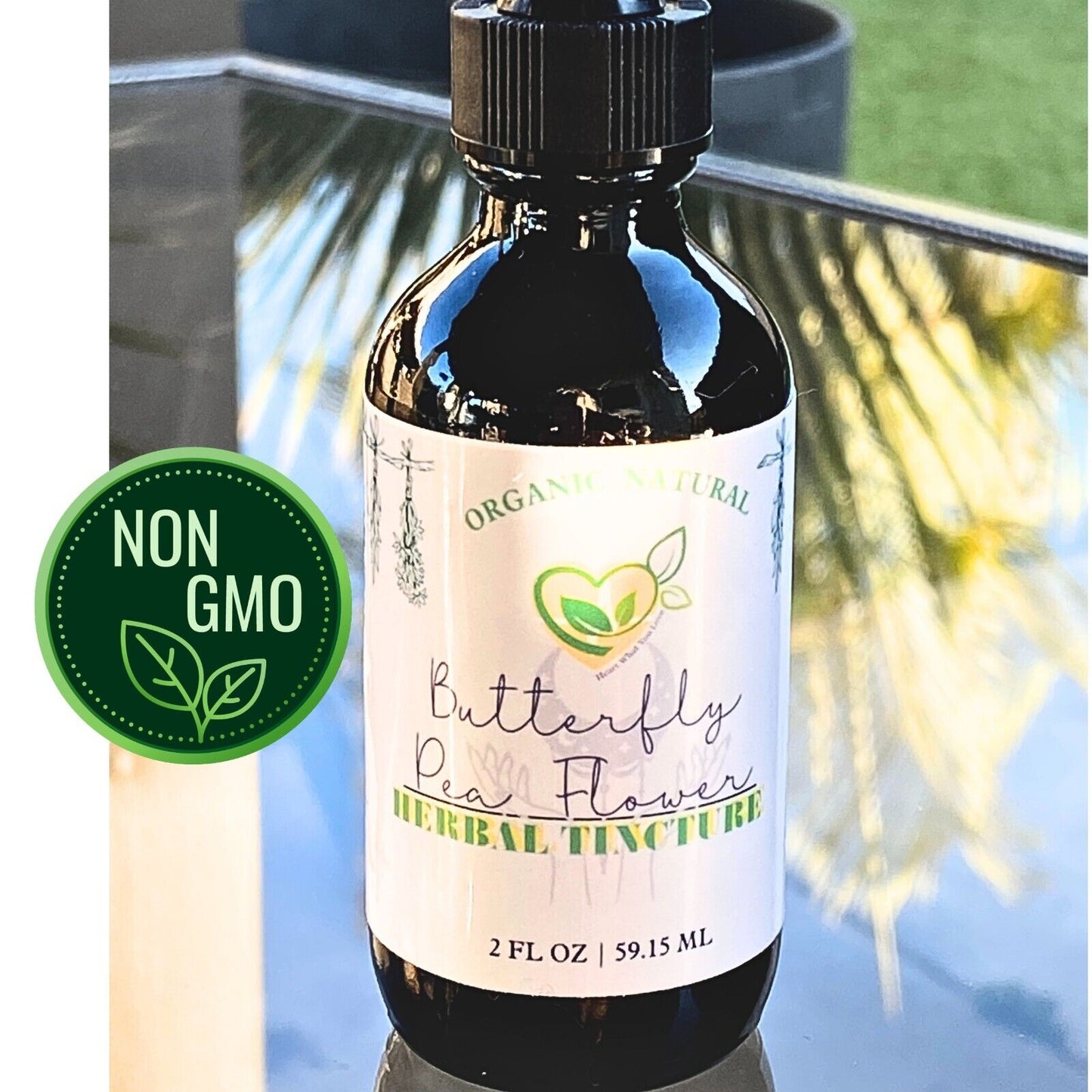 Butterfly Pea Flower Tincture Organic Liquid Herbal Drops 2 oz Anxiolytic Tonic