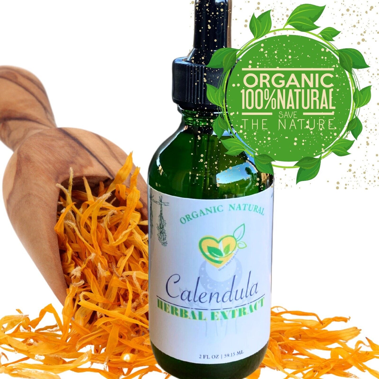 Calendula Extract Non-Alcohol Tincture Liquid Drops Digestive Skin 2 OZ Non-GMO