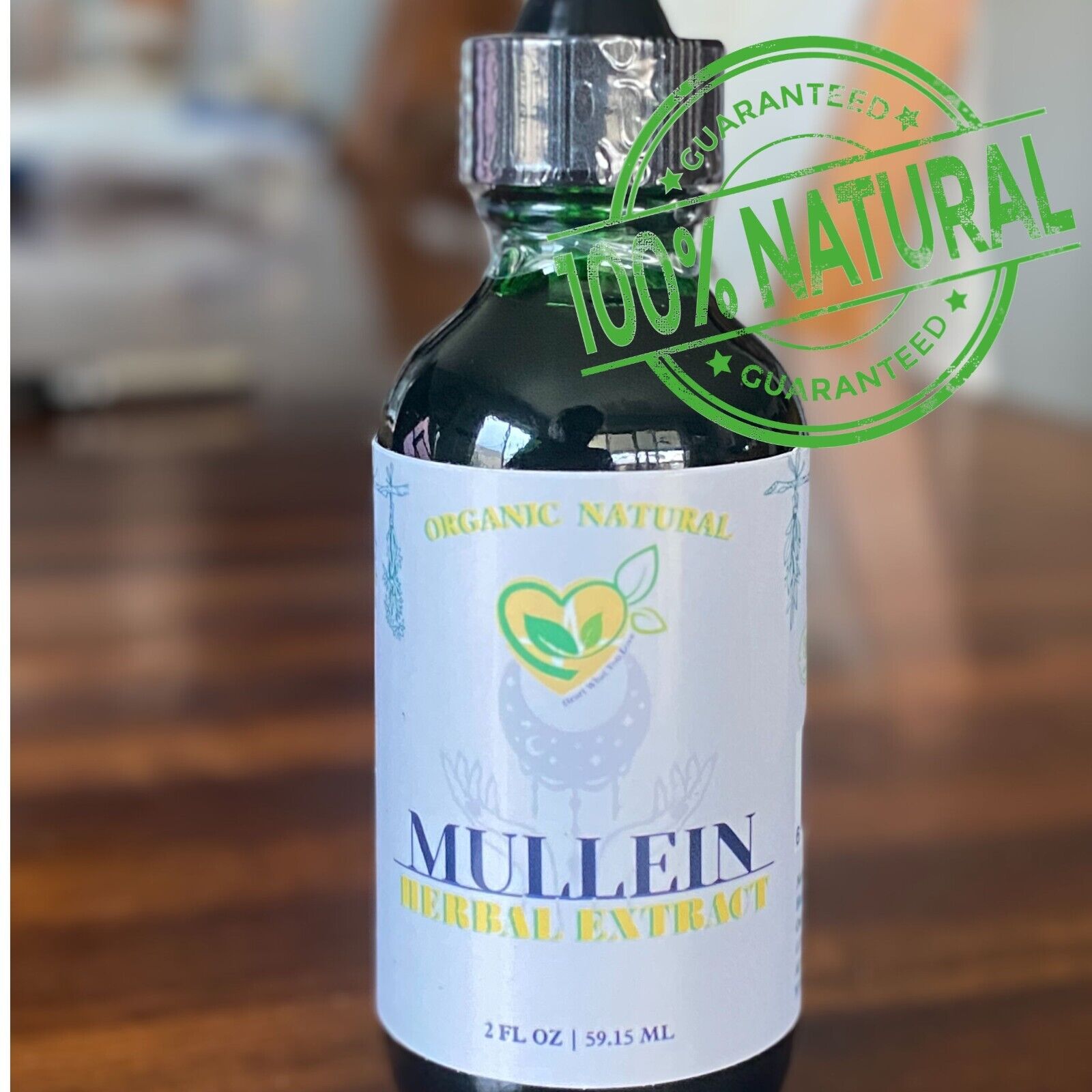 "2 Oz Mullein Leaf Non-Alcohol Extract for Respiratory System & Breath Relief"