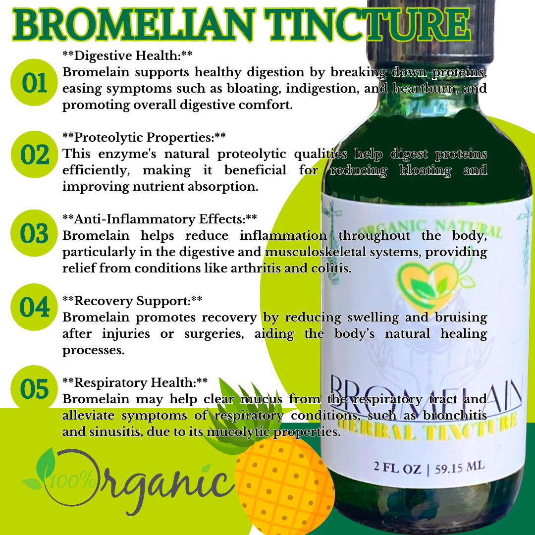 Bromelain 2K Tincture Natural Liquid Drop Pineapple Enzyme Digestive Revival 2oz