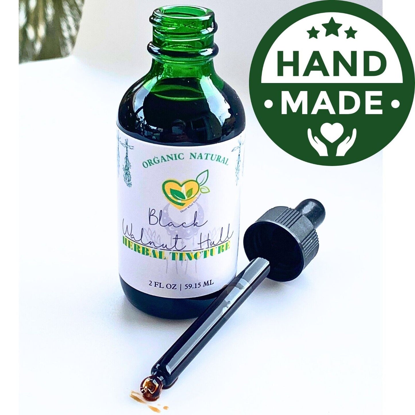 Black Walnut Hull Tincture Organic Liquid Herbal Drops 2 OZ Anti-Parasitic Pure