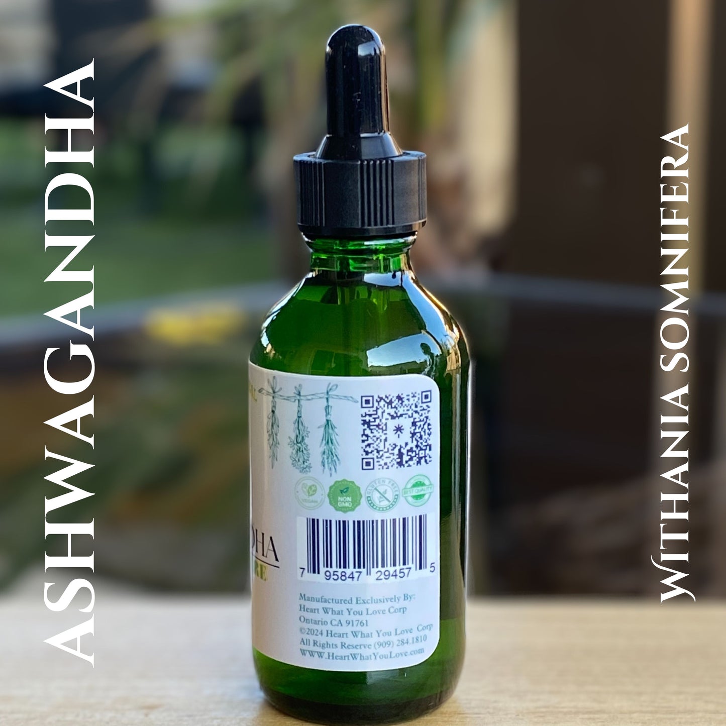 Ashwagandha Tincture Organic Liquid Herb Root Drops 2 oz Natural Mood Stress Balance