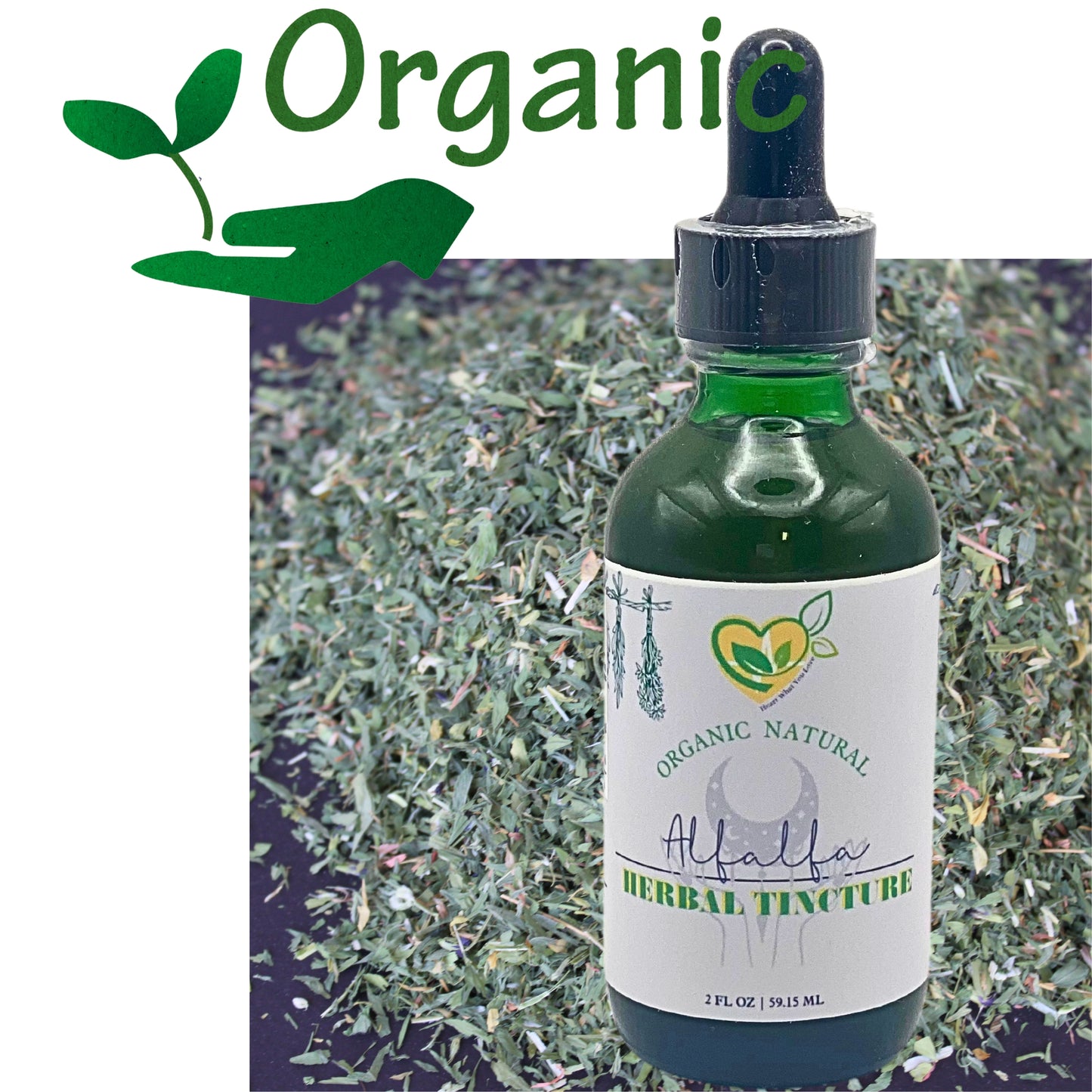 Alfalfa Tincture Organic Liquid Herbal Drops Natural Plant-base 2oz Green Power Supplement