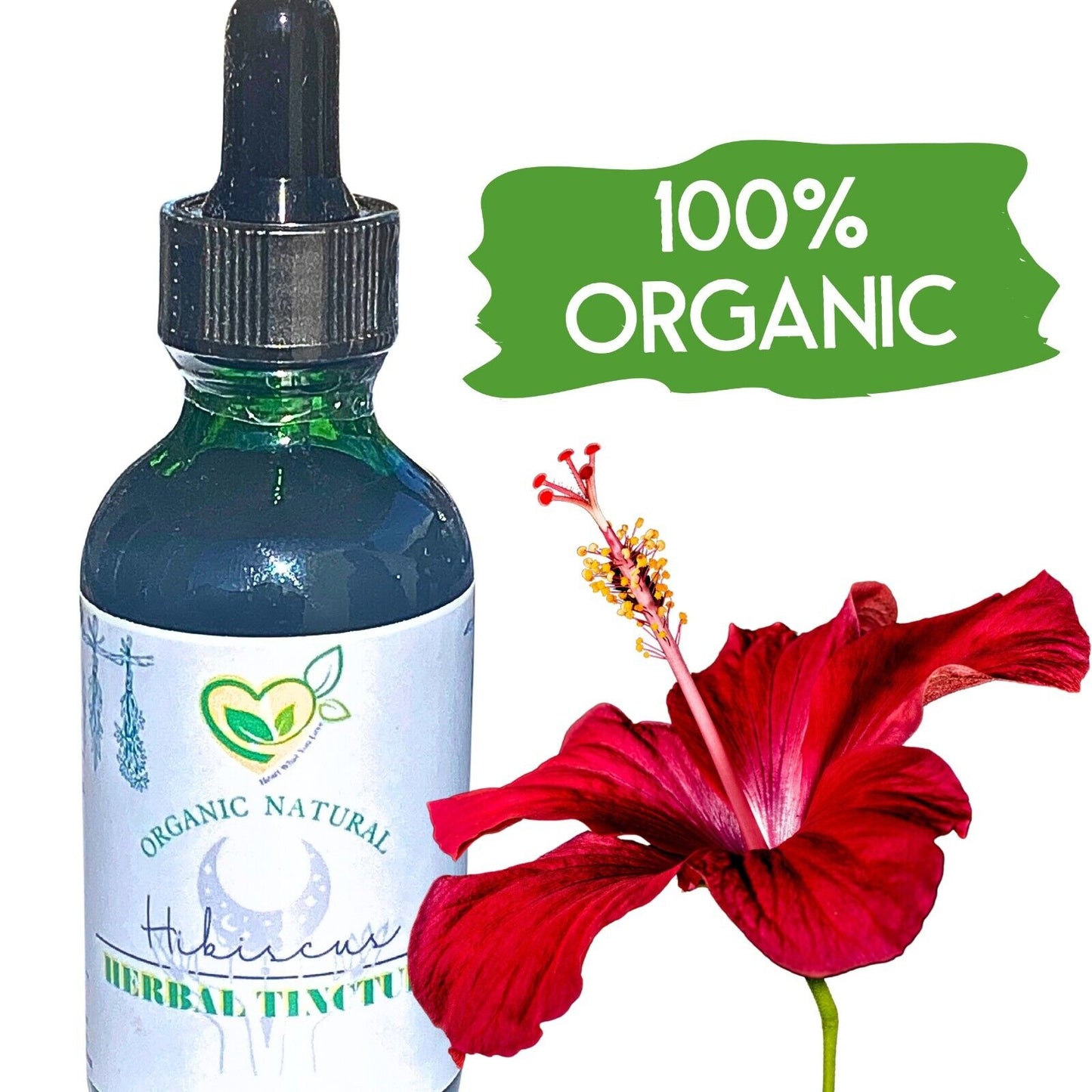 Hibiscus Sabdariffa Organic Tincture Liquid Herbal Drops Natural Flower 2 oz