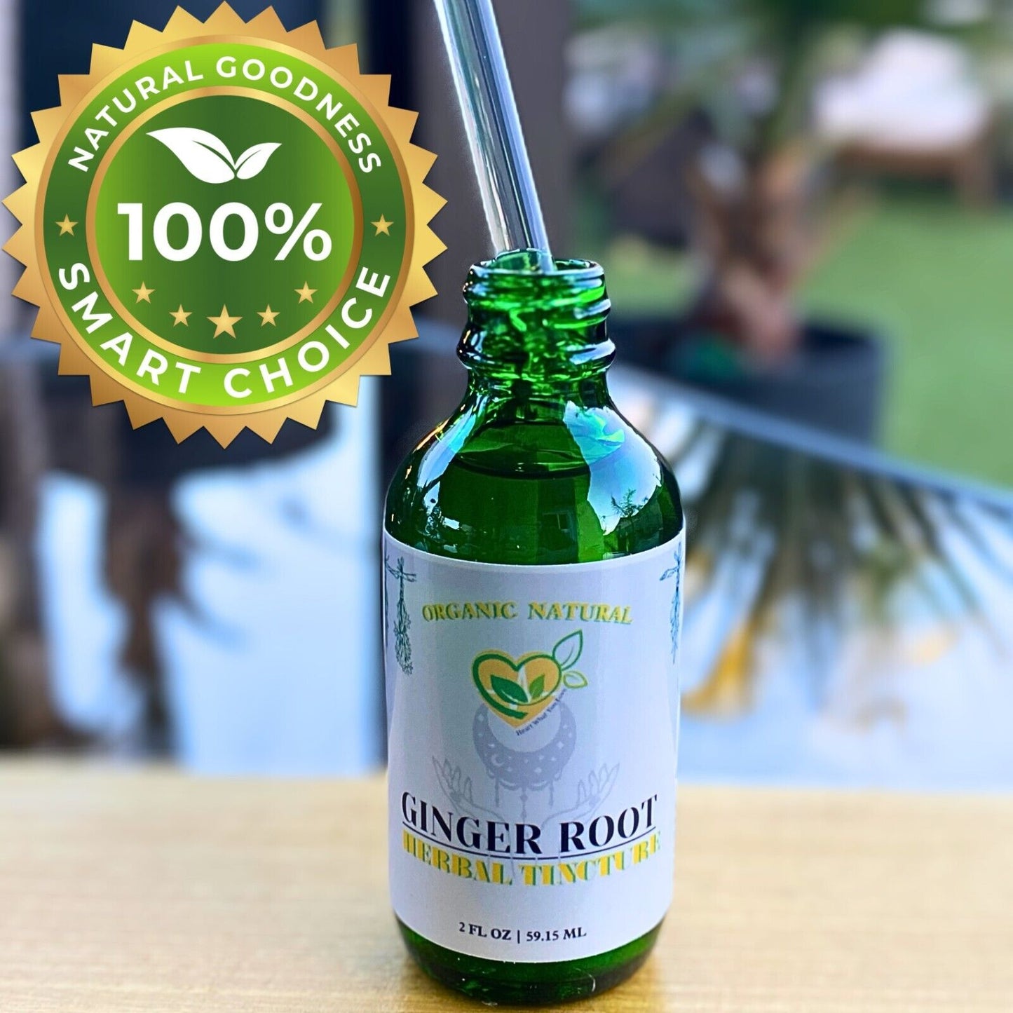 Ginger Root Tincture Organic Liquid Herbal Drops 2 FL OZ Natural Nausea Relief